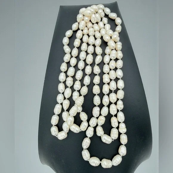 64” Genuine Baroque Pearl Opera Necklace 160g Cream Ivory Statement Piece - Picture 6 of 17